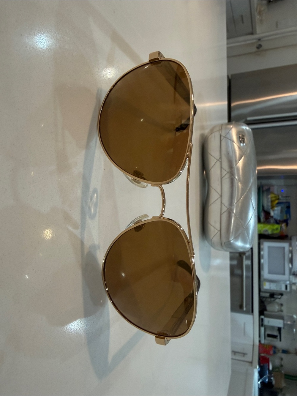 CHANEL Gold Frame Brown Lens Aviator 😎 vintage🆕